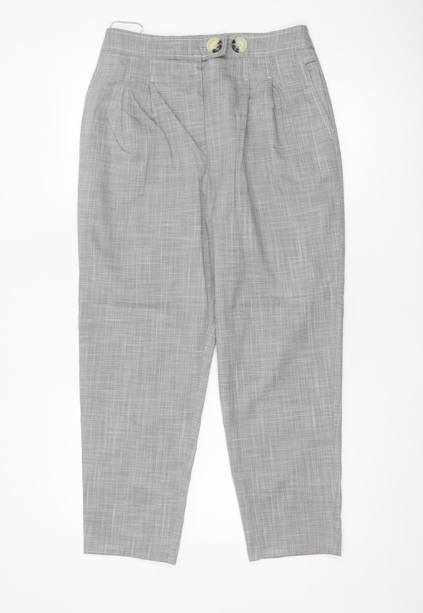 Topshop Women Grey Size 10 Pleated Tapered Dress Trousers Pockets