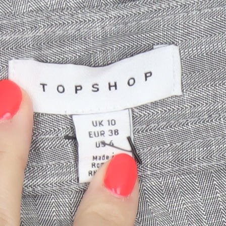 Topshop Women Grey Size 10 Pleated Tapered Dress Trousers Pockets
