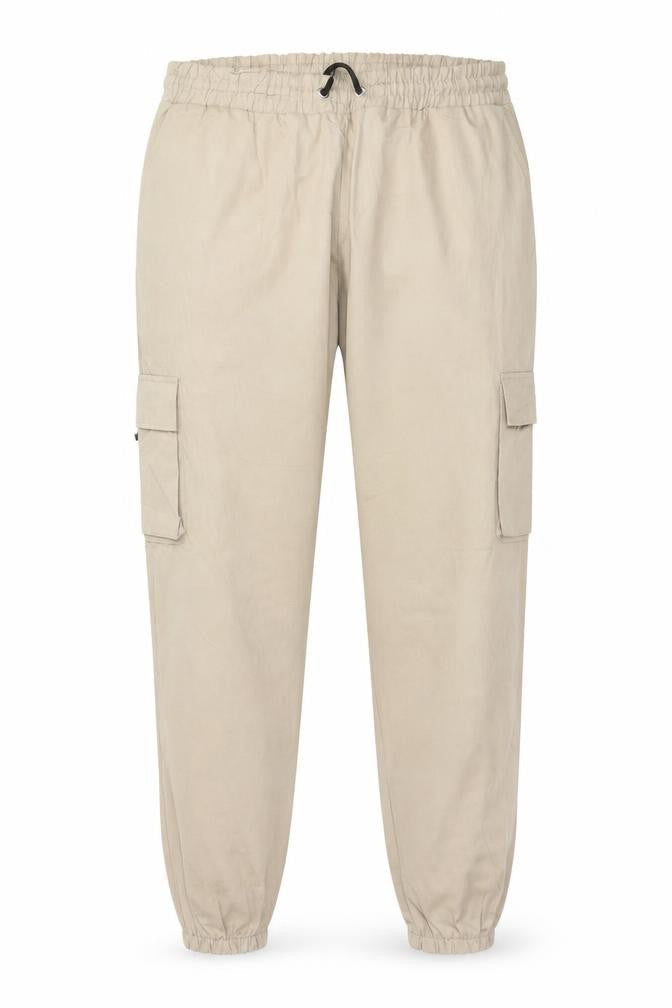 boohooMAN Men's Beige 4XL Cargo Trousers Cotton Cuffed Joggers