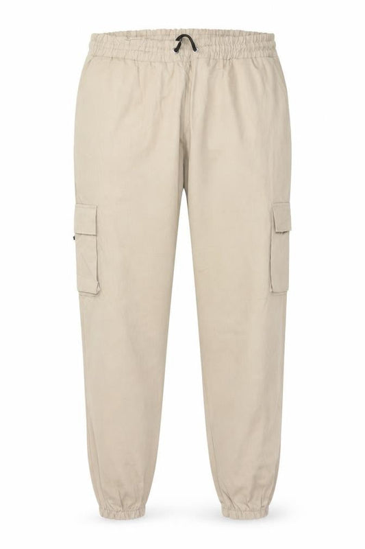 Front view of boohooMAN Men's Beige 4XL Cargo Trousers Cotton Cuffed Joggers