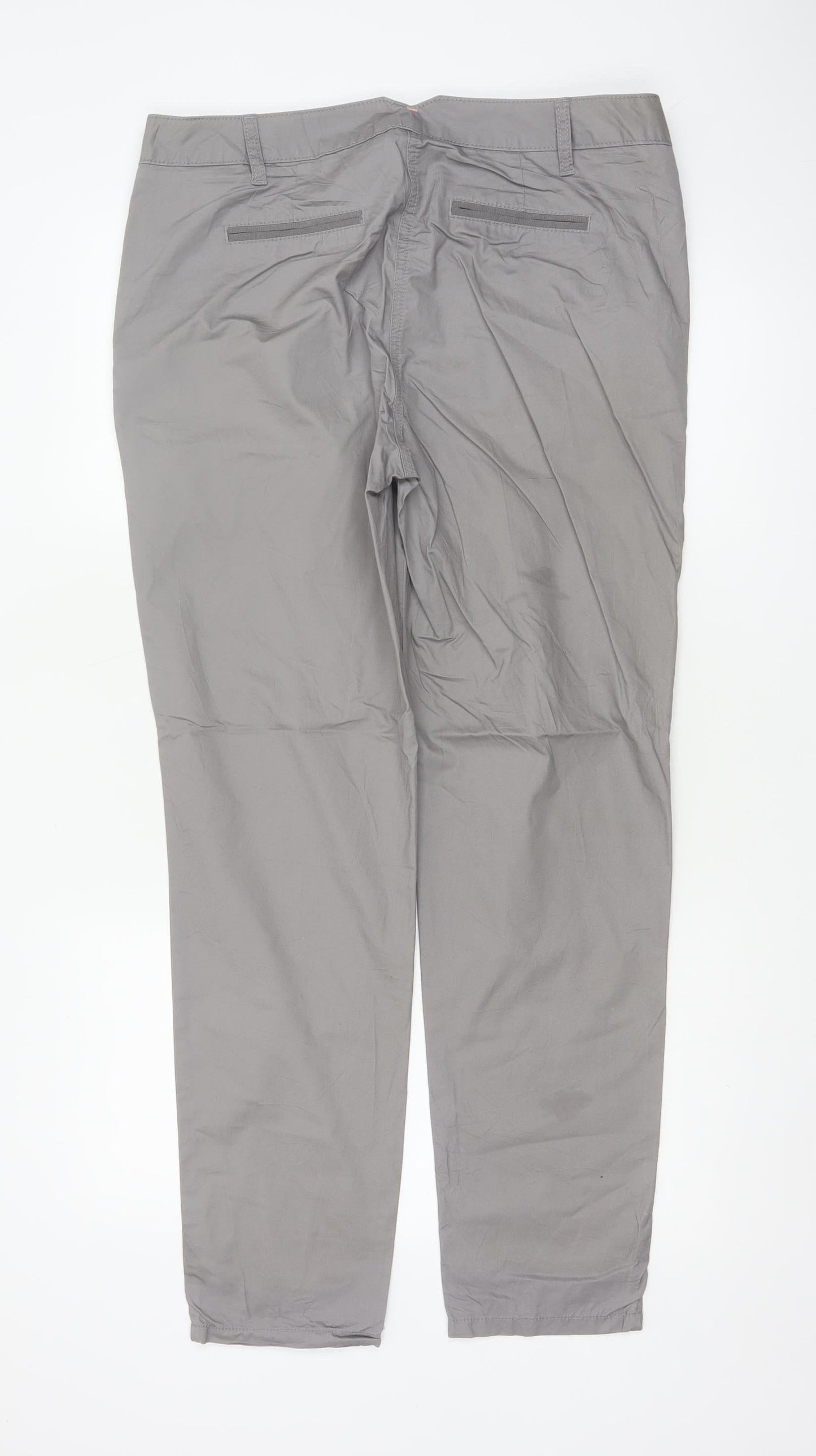 Next Women’s Grey Size 12R Chino Straight Leg Cotton Trousers