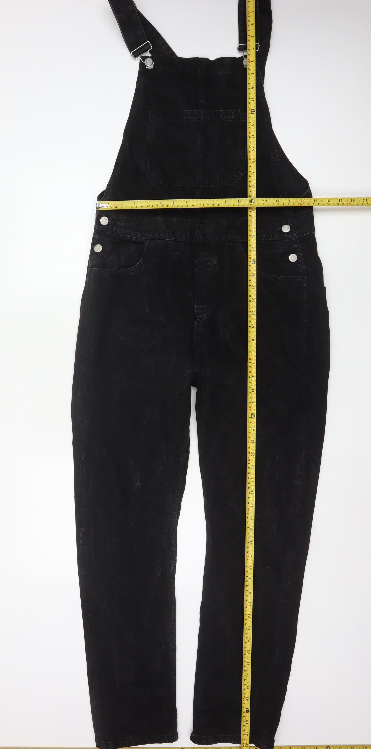 ASOS Design Women Black Size S Cotton Denim Straight Leg Dungarees