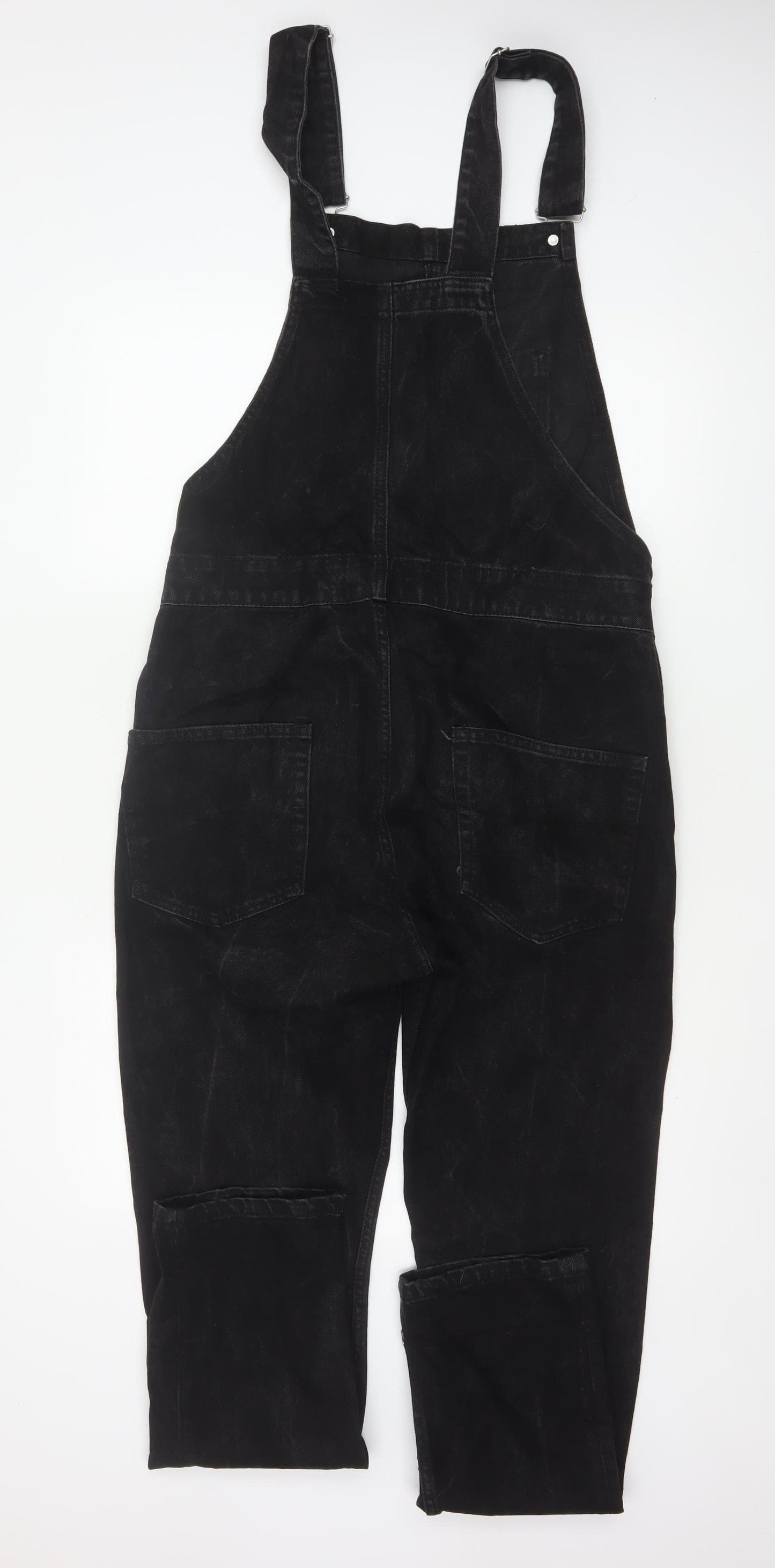 ASOS Design Women Black Size S Cotton Denim Straight Leg Dungarees