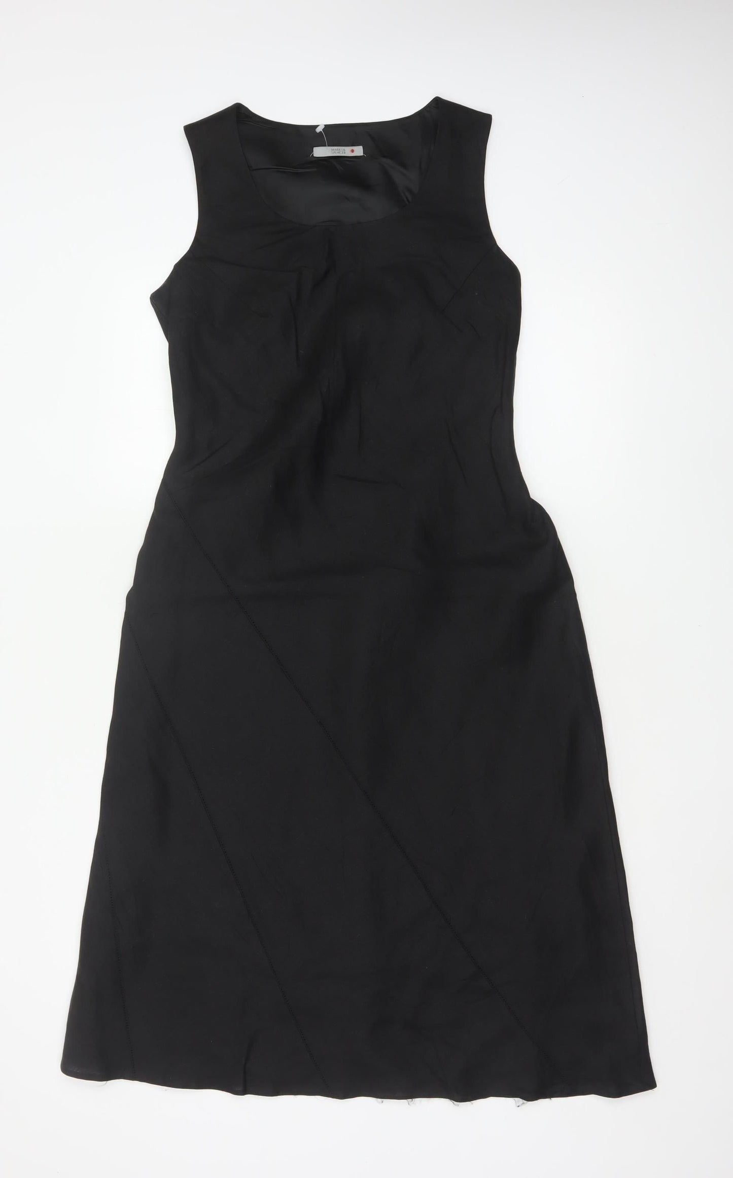 Marks and Spencer Women Black UK 10 Linen A-Line Knee Length Dress
