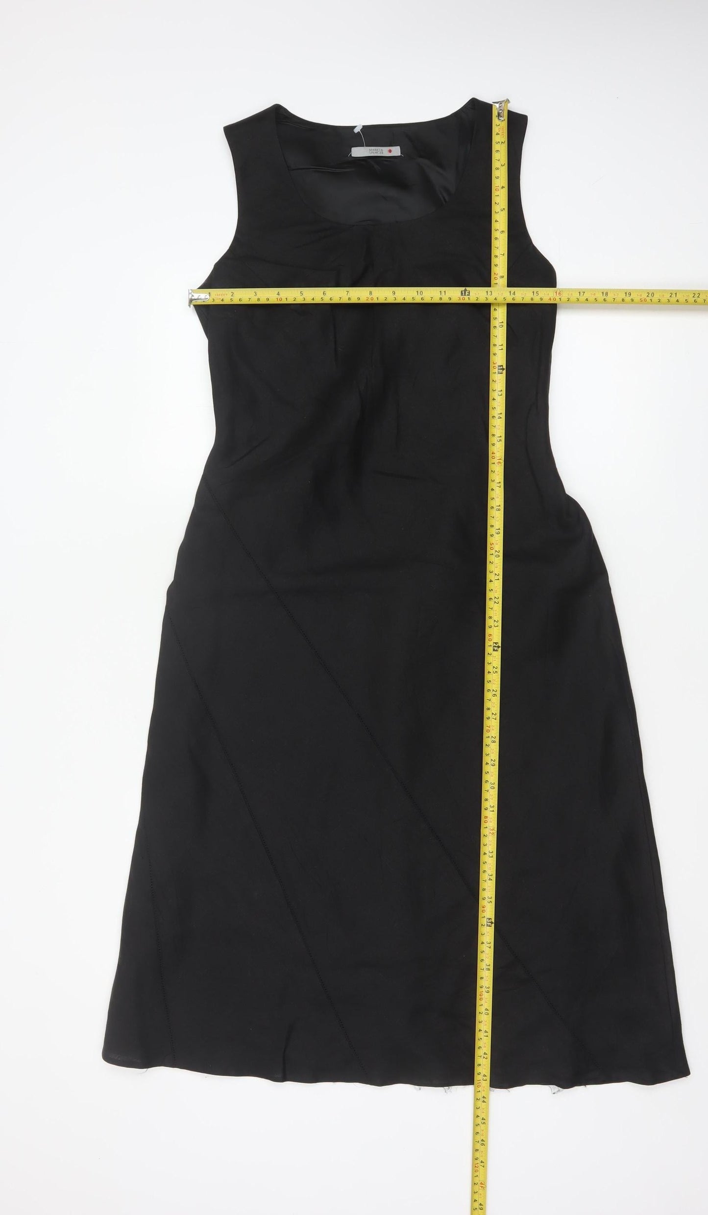 Marks and Spencer Women Black UK 10 Linen A-Line Knee Length Dress
