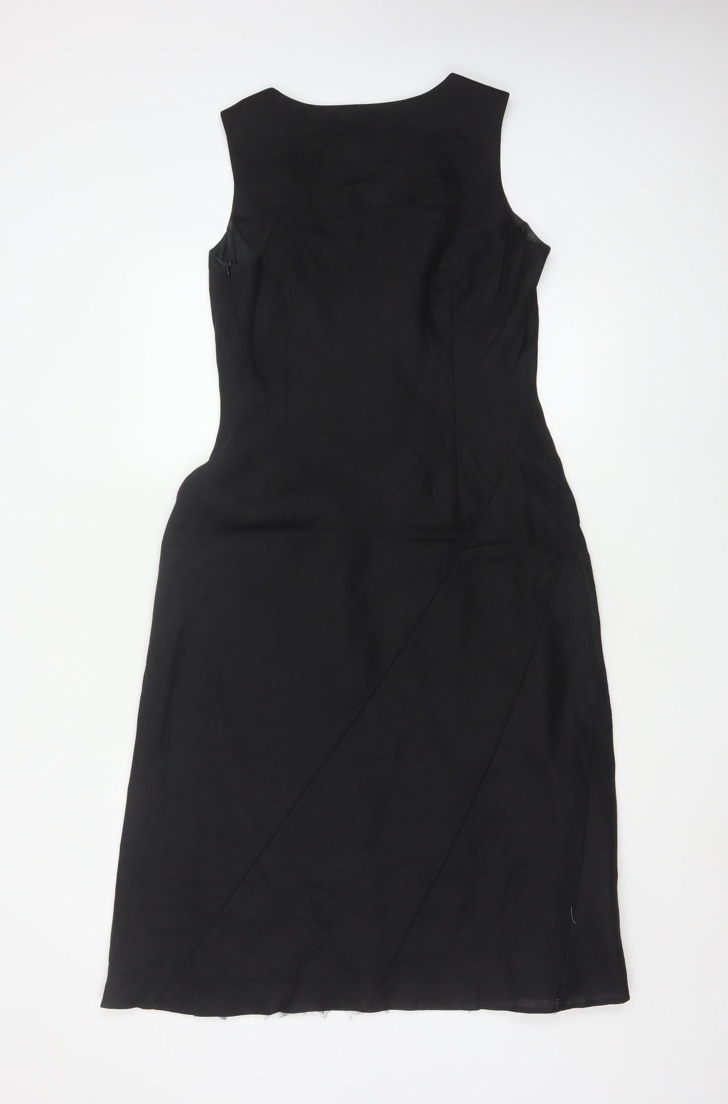 Marks and Spencer Women Black UK 10 Linen A-Line Knee Length Dress