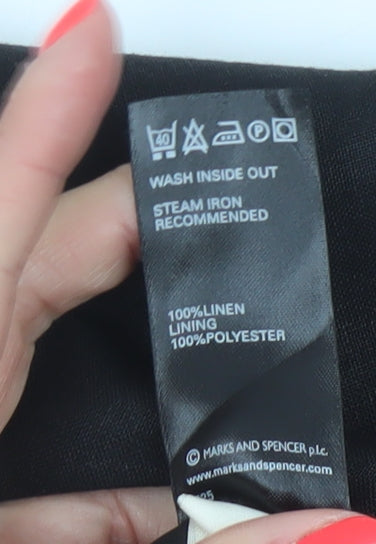 Marks and Spencer Women Black UK 10 Linen A-Line Knee Length Dress