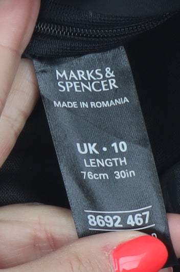 Marks and Spencer Women Black UK 10 Linen A-Line Knee Length Dress