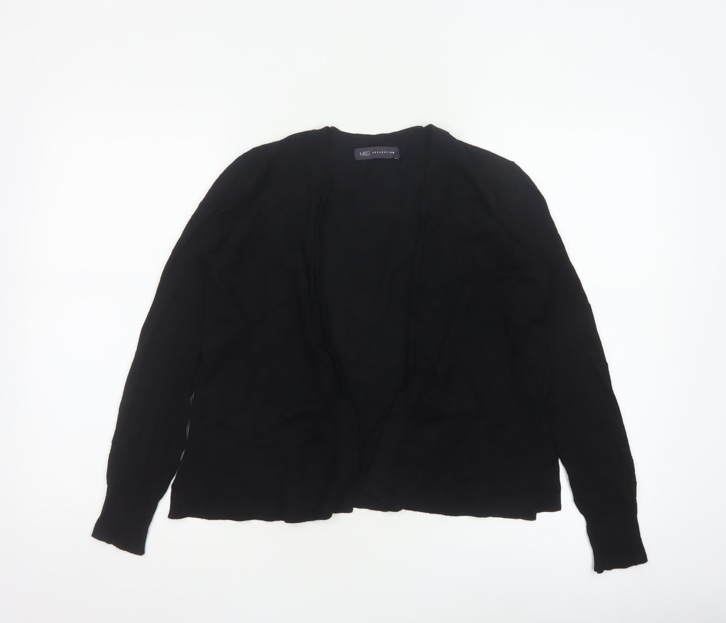 Marks and Spencer Women’s Black Size 8 Open V-Neck Cardigan