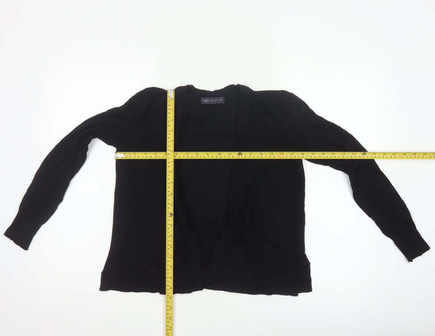 Marks and Spencer Women’s Black Size 8 Open V-Neck Cardigan