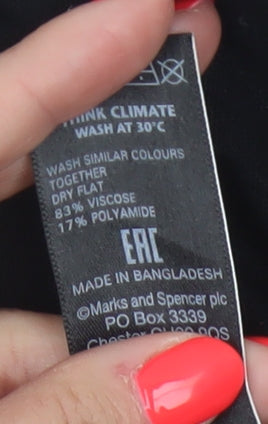 Marks and Spencer Women’s Black Size 8 Open V-Neck Cardigan