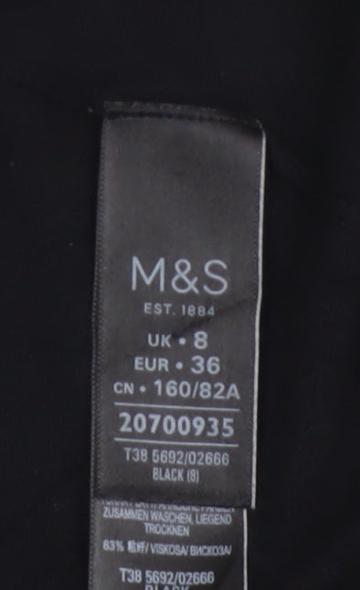Marks and Spencer Women’s Black Size 8 Open V-Neck Cardigan
