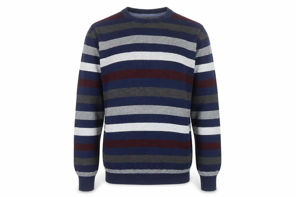 Commander Men’s Multicoloured Striped Cotton Crew Neck Pullover Jumper L