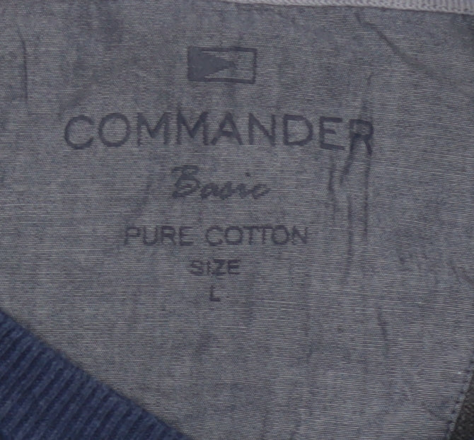 Commander Men’s Multicoloured Striped Cotton Crew Neck Pullover Jumper L
