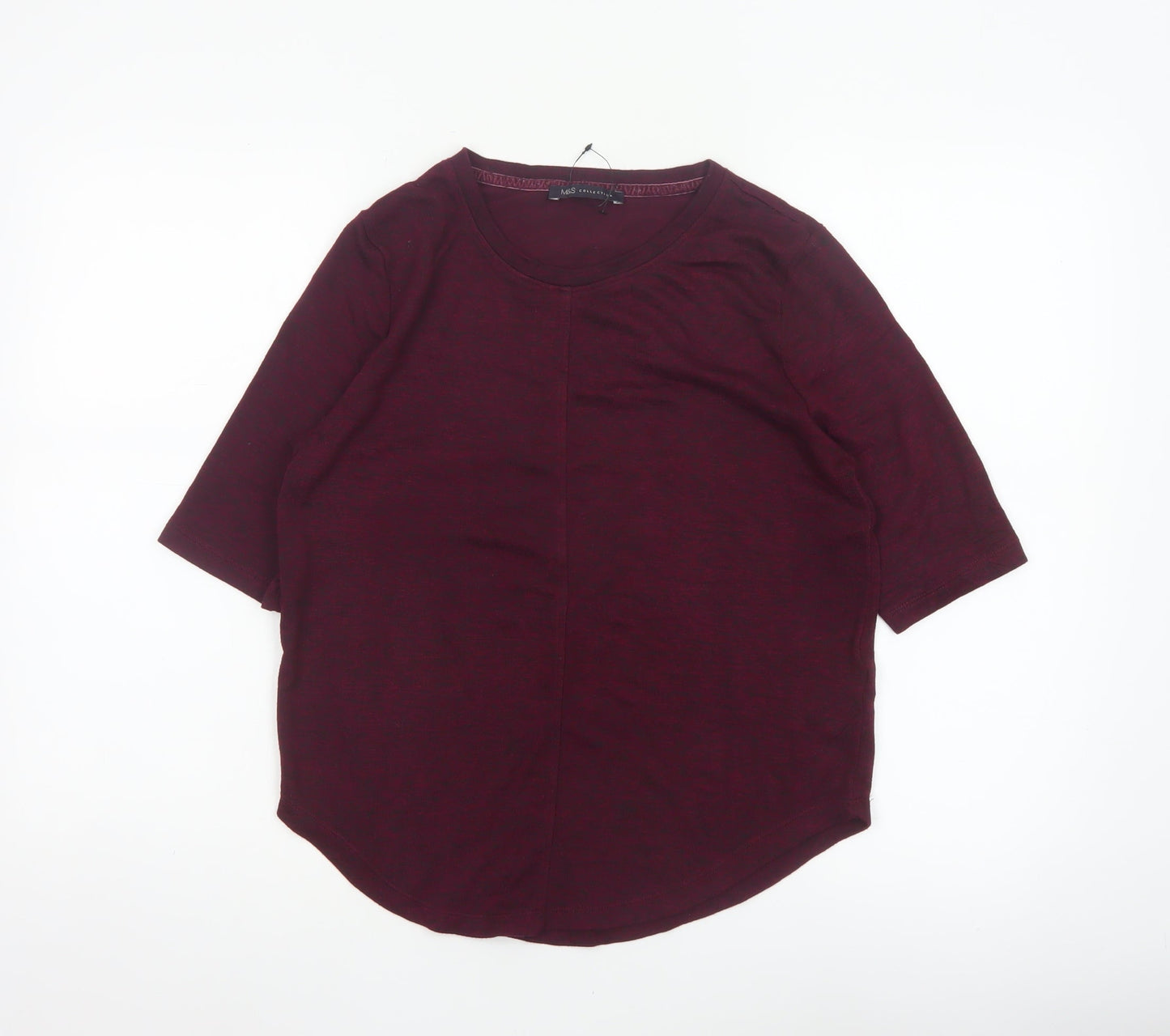 Marks and Spencer Women Red UK 8 Basic Jersey 3/4 Sleeve T-Shirt