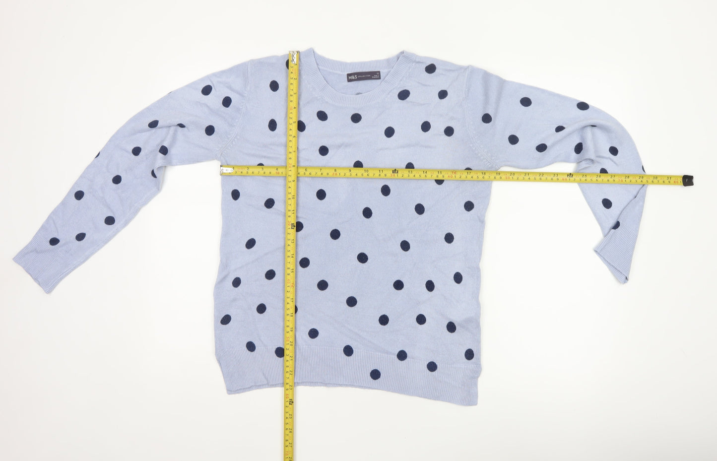 Marks & Spencer Women’s Blue Polka Dot Crew Neck Jumper Size 12