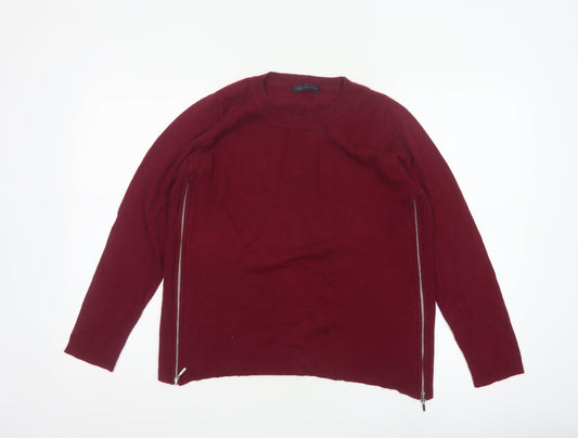 Marks & Spencer Women's Red UK 14 Pullover Jumper Side Zip Wool Blend