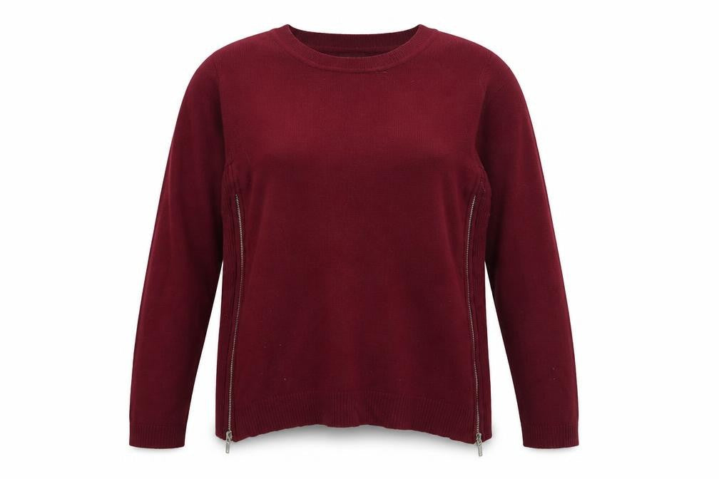 Marks & Spencer Women's Red UK 14 Pullover Jumper Side Zip Wool Blend