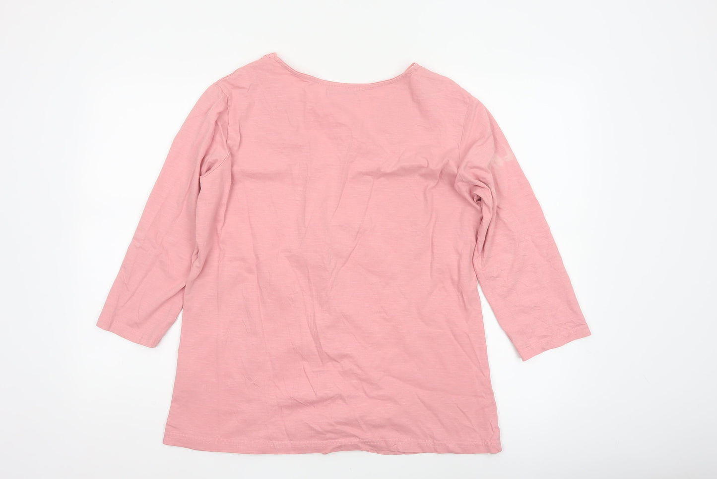 Atlas for Women Pink Cotton Crochet V-Neck Tunic Top UK 18
