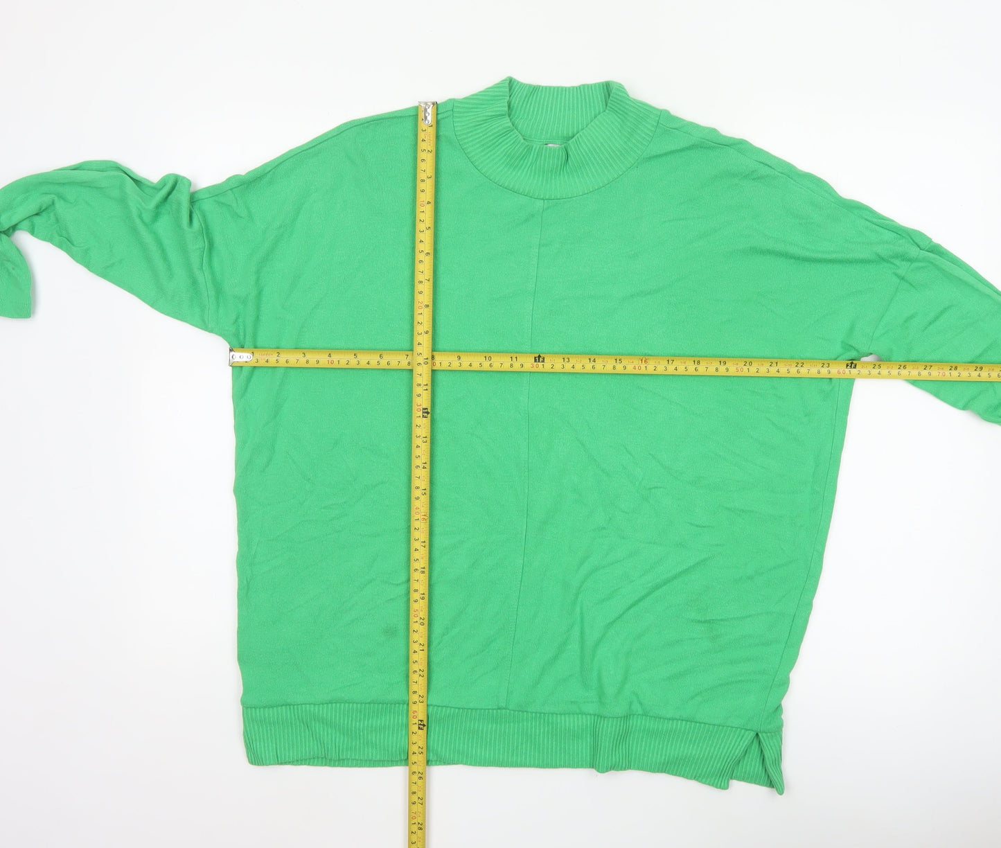 Next Women Green High Neck Viscose Knit Jumper Size M UK 12
