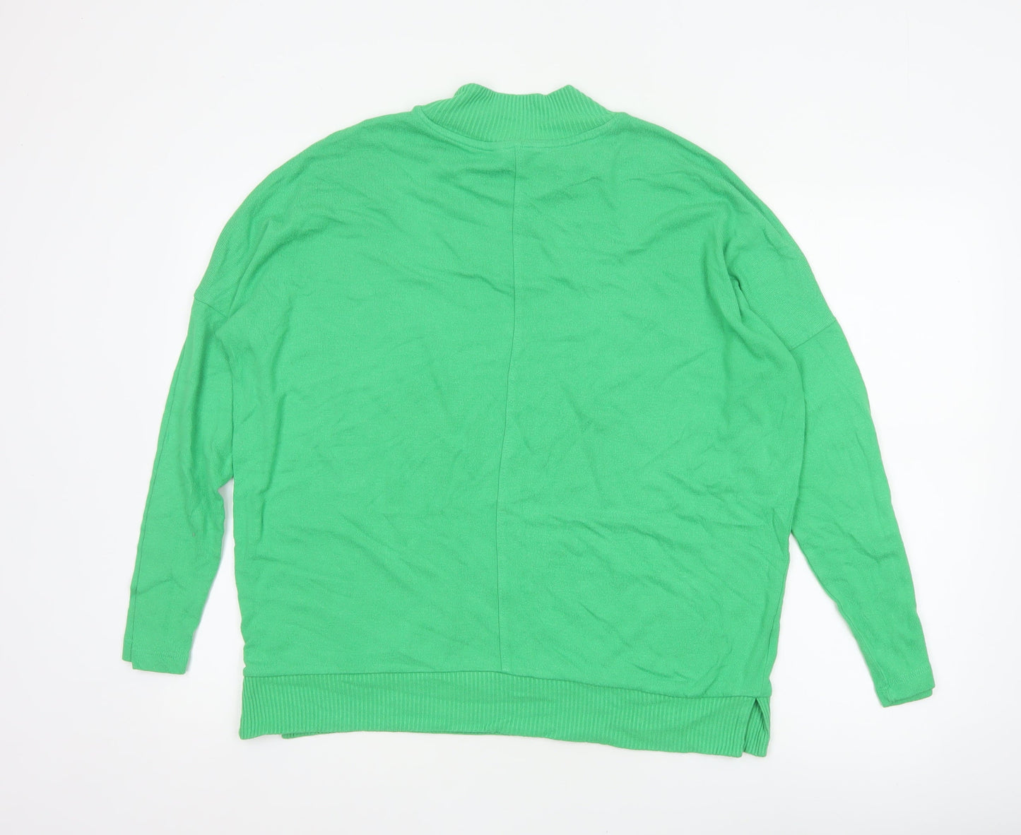 Next Women Green High Neck Viscose Knit Jumper Size M UK 12