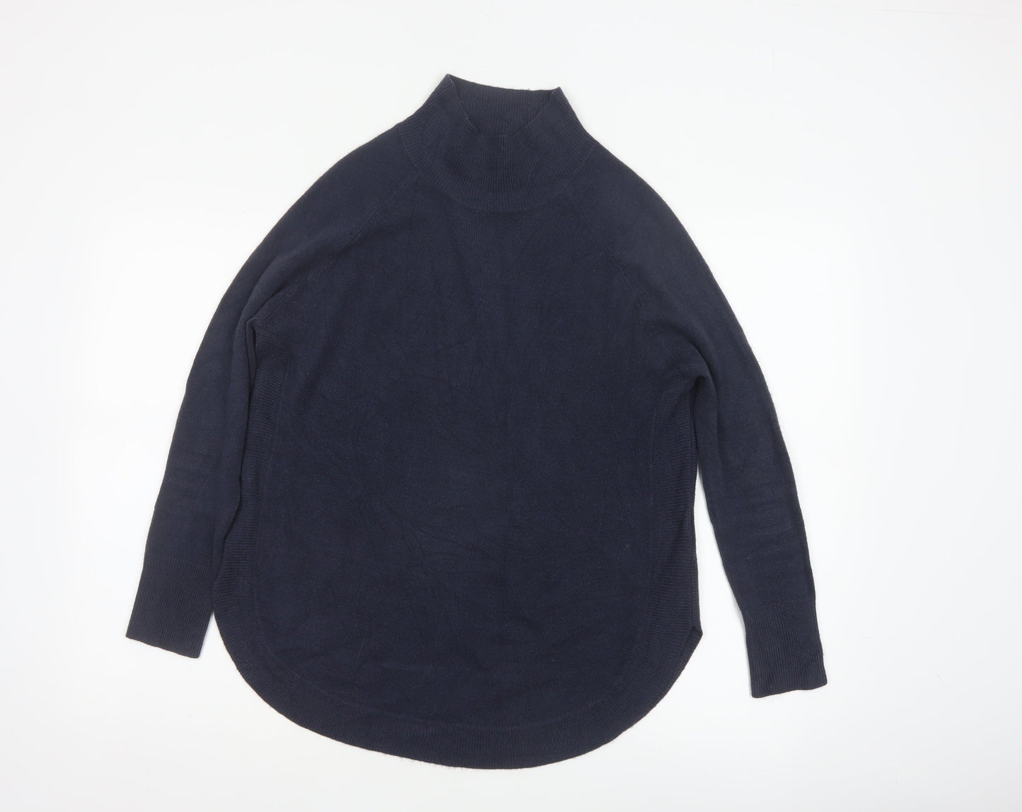 Marks and Spencer Women Blue S Tunic Mock Neck Acrylic Jumper
