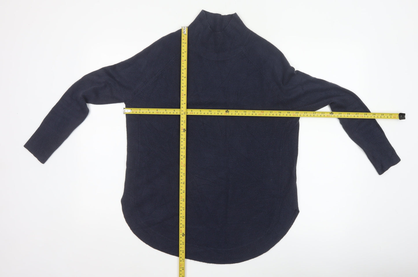 Marks and Spencer Women Blue S Tunic Mock Neck Acrylic Jumper