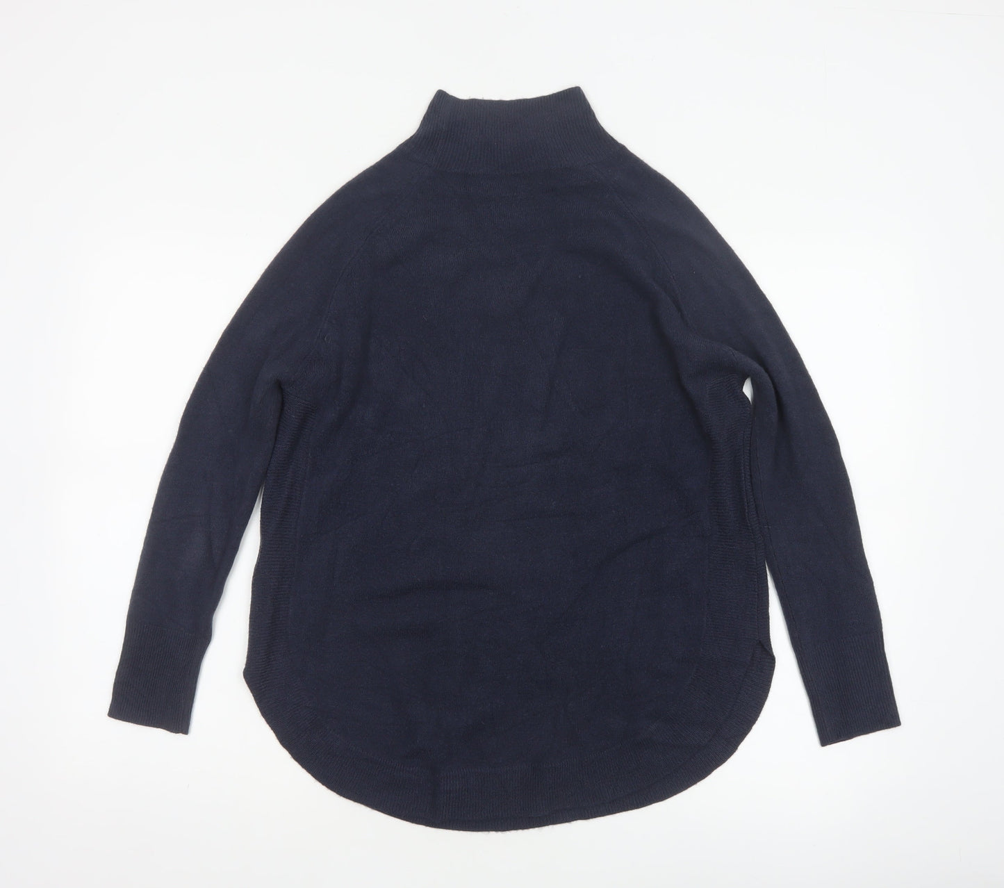 Marks and Spencer Women Blue S Tunic Mock Neck Acrylic Jumper