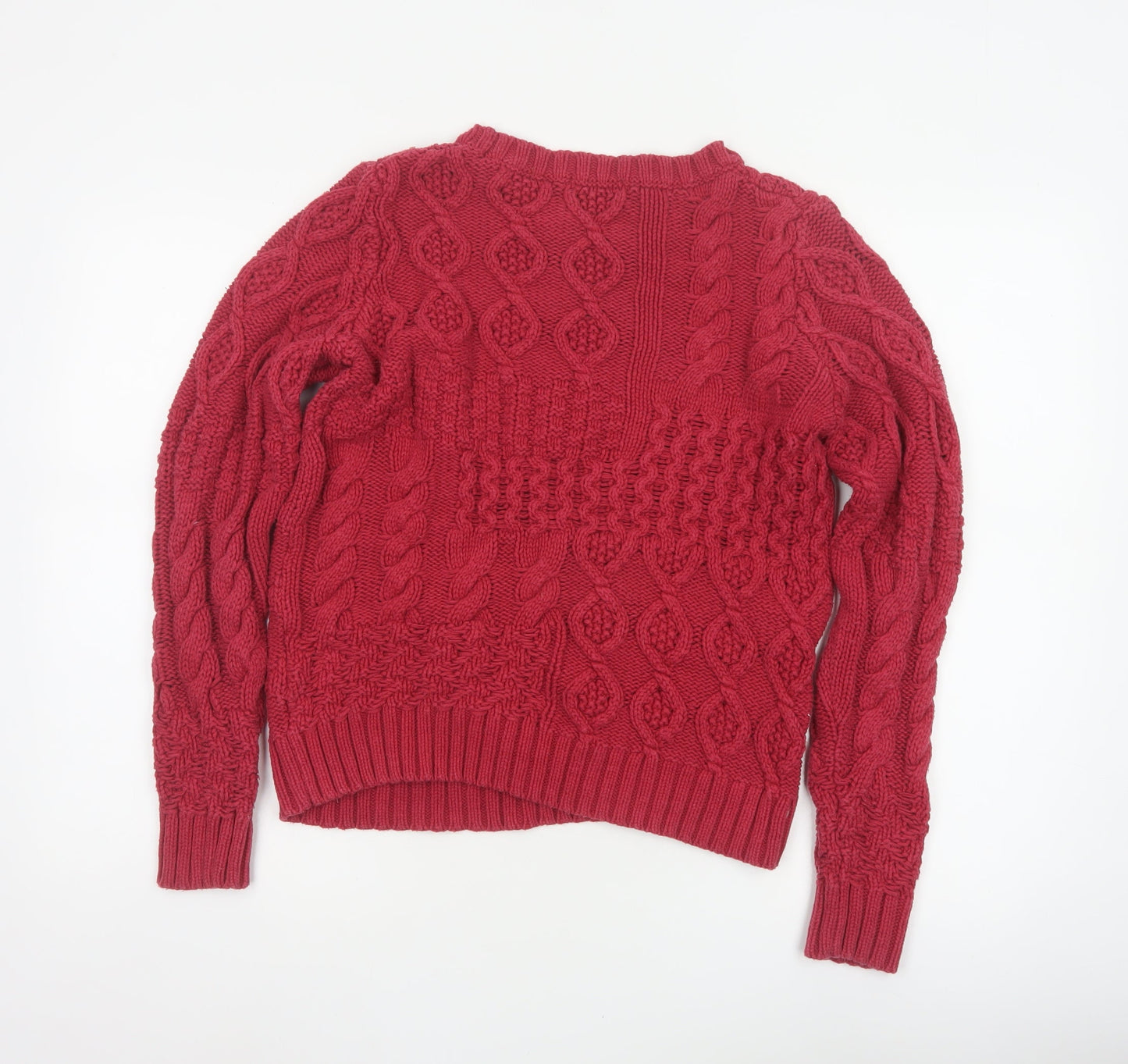 Tu Women’s Red Size 12 Cable-Knit Crew Neck Pullover Jumper