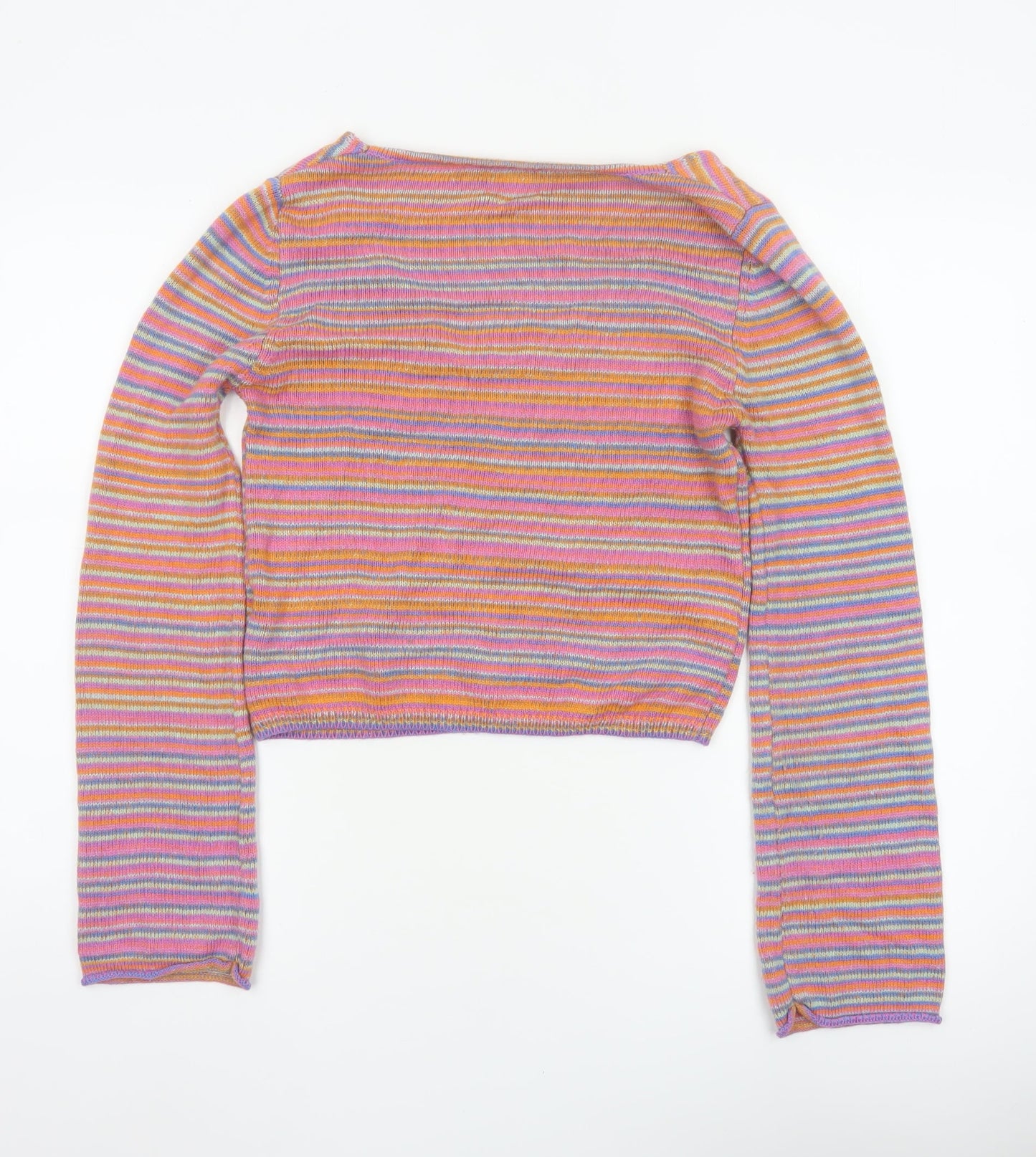 ASOS Design Women’s Multicoloured Stripe V-Neck Cropped Jumper UK 10