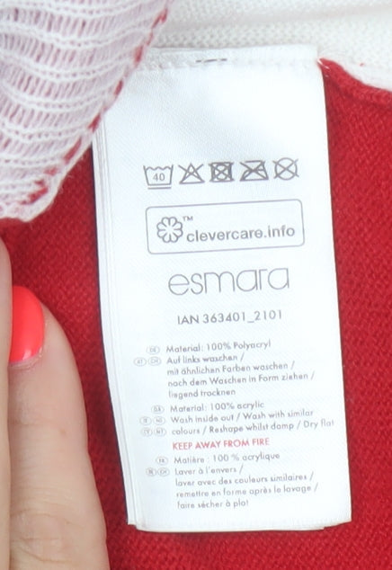 Esmara Women Red Size 12 Christmas Reindeer Crew Neck Knit Jumper
