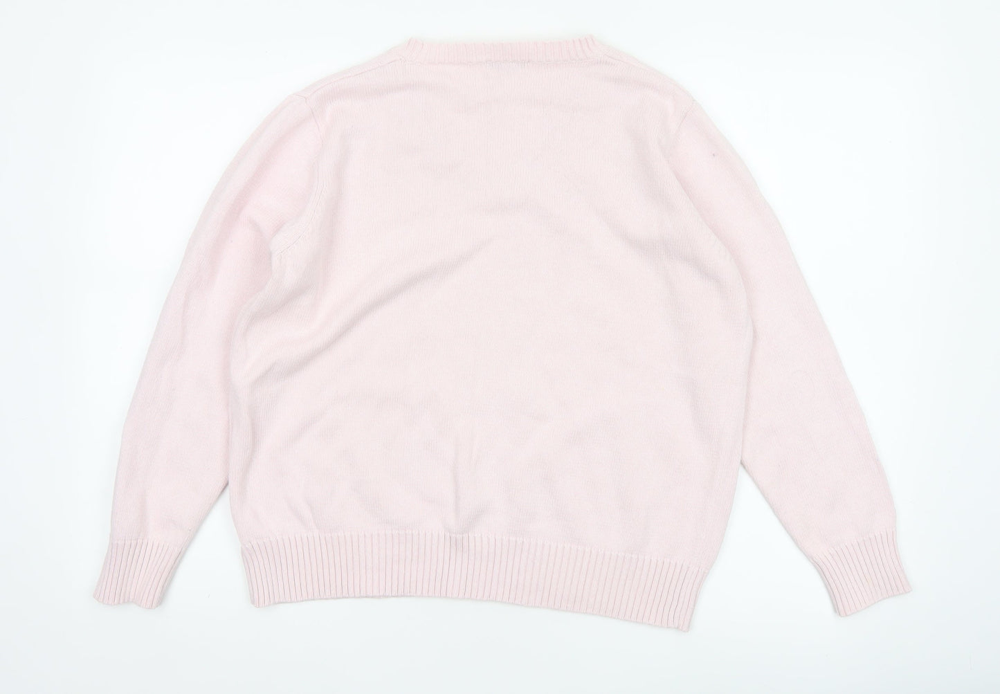 Damart Women Pink Cotton V-Neck Knit Pullover Jumper UK 20