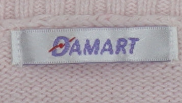 Damart Women Pink Cotton V-Neck Knit Pullover Jumper UK 20