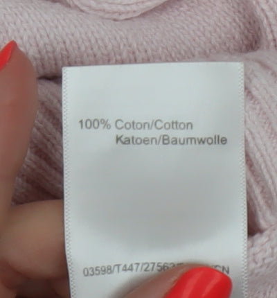 Damart Women Pink Cotton V-Neck Knit Pullover Jumper UK 20