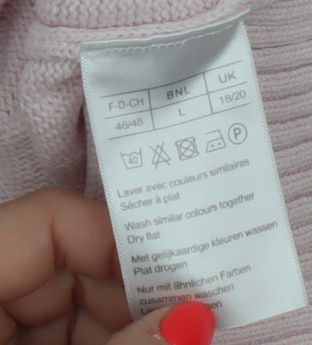 Damart Women Pink Cotton V-Neck Knit Pullover Jumper UK 20