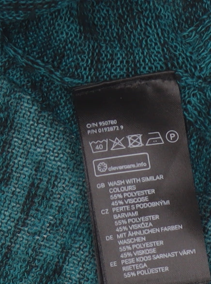 H&M Women Green Marl Knit Round Neck Long Sleeve Jumper Size M