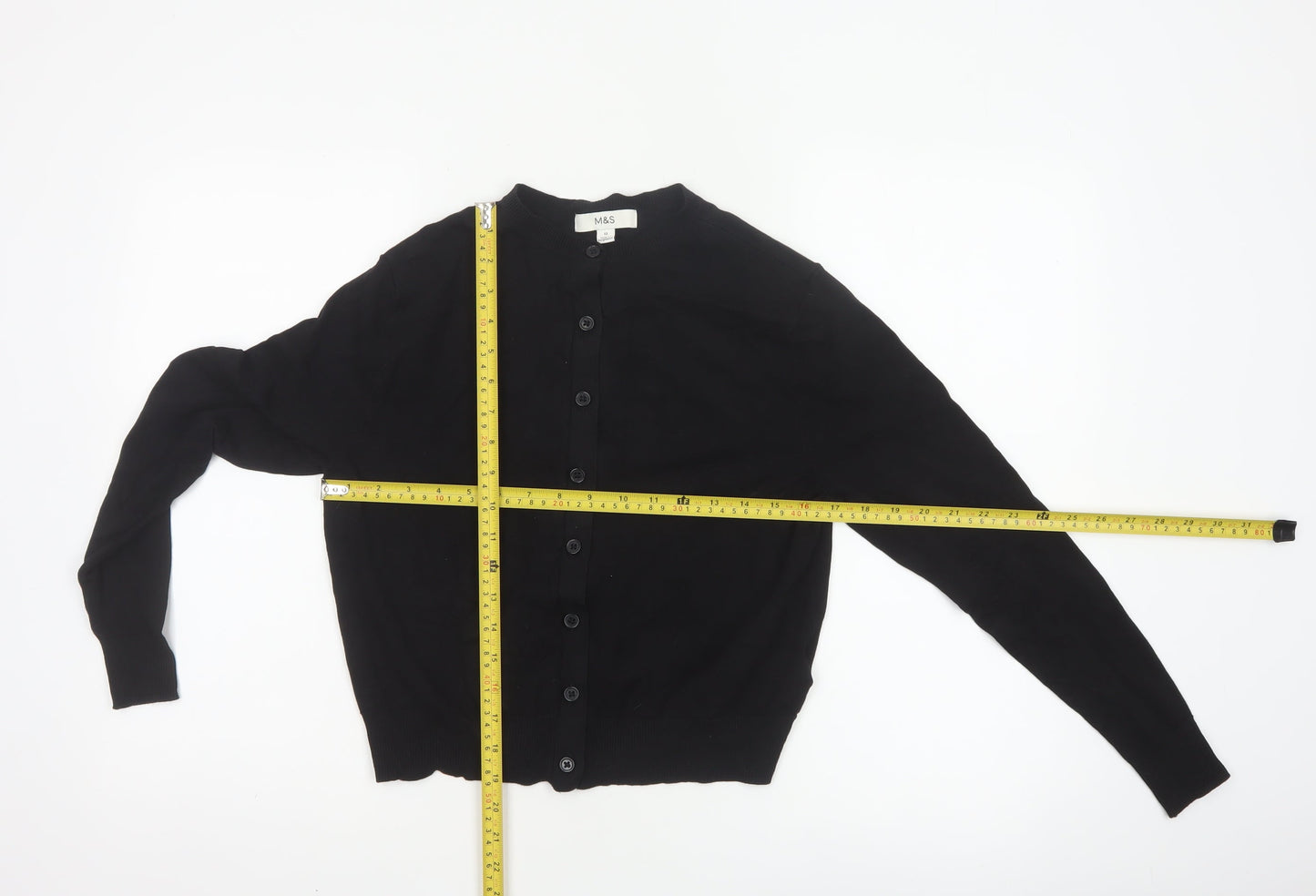Marks & Spencer Women’s Black Size 12 Button Crew Neck Cardigan