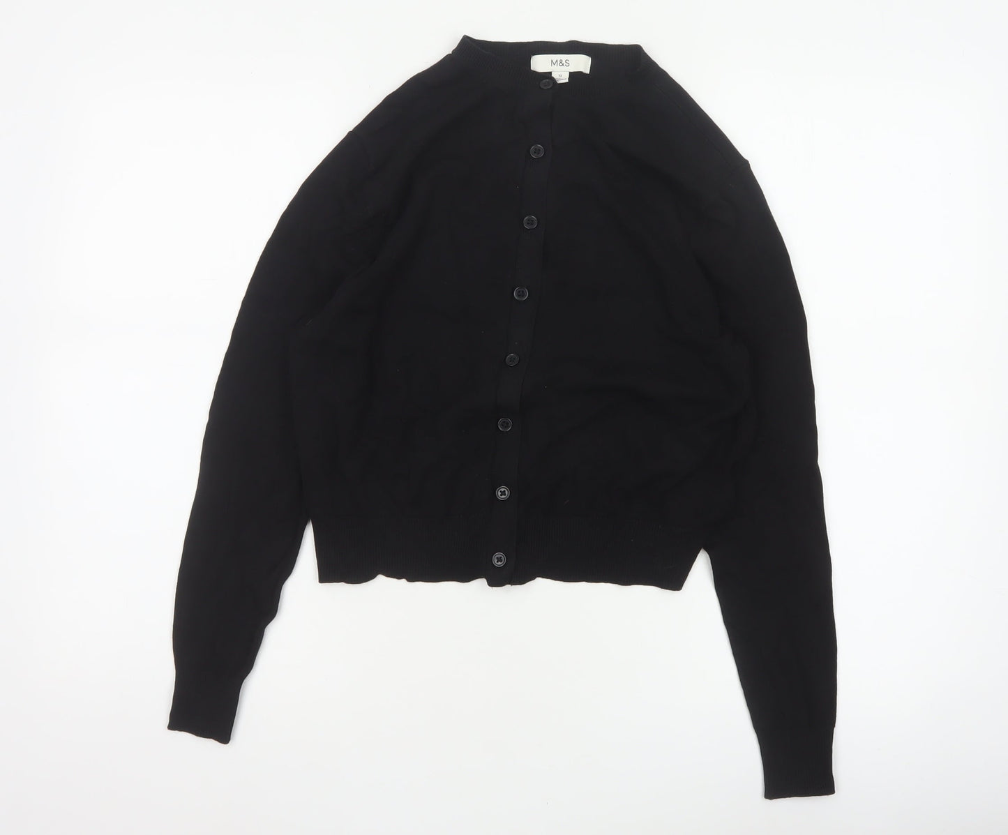 Marks & Spencer Women’s Black Size 12 Button Crew Neck Cardigan