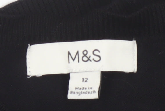 Marks & Spencer Women’s Black Size 12 Button Crew Neck Cardigan