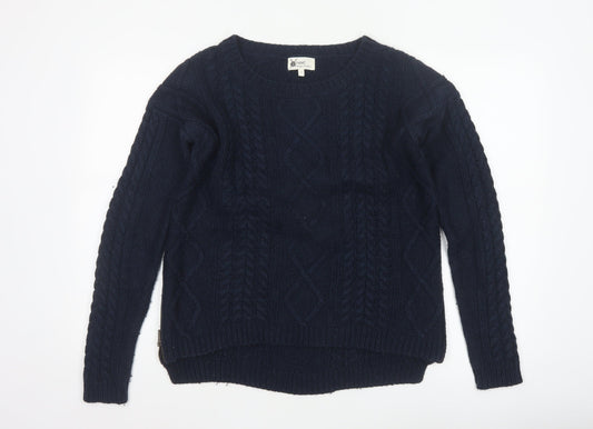 Next Women’s Navy Blue UK 12 Cable Knit Crew Neck Jumper Side Zips
