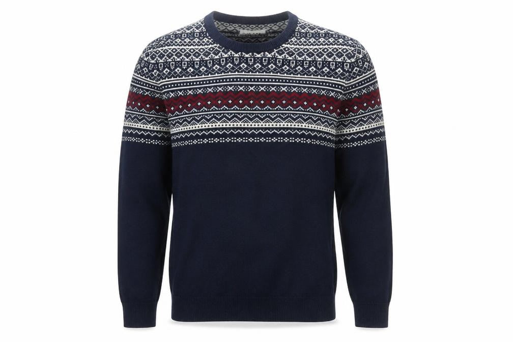 Pier One Men's Blue M Fair Isle Crew Neck Knit Pullover Jumper