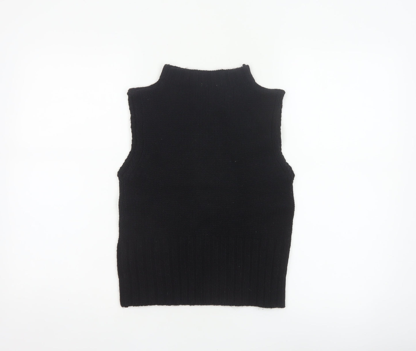 BLU IS Women Black One Size Sleeveless Mock Neck Knit Tank Top