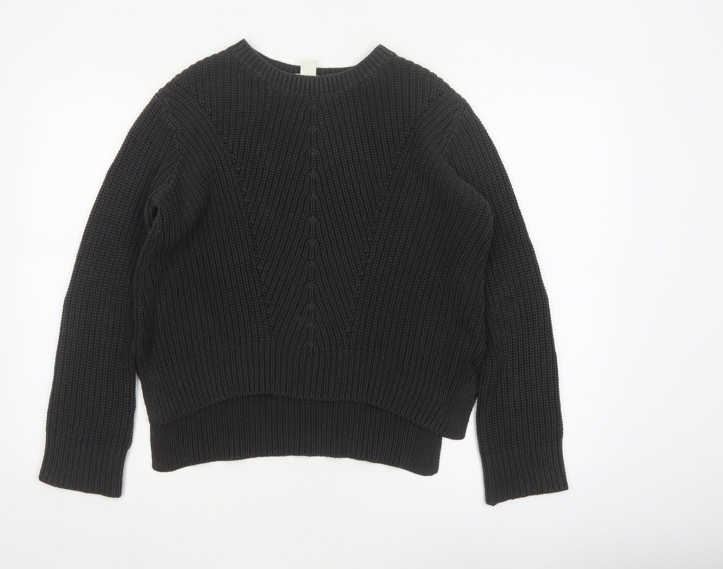 H&M Women’s Black S Cable Knit Crew Neck Raglan Sleeve Jumper