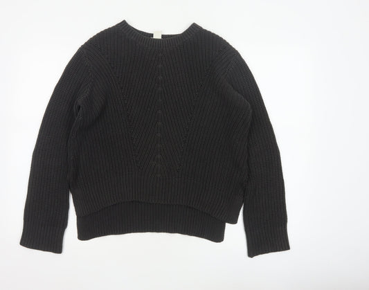 H&M Women’s Black S Cable Knit Crew Neck Raglan Sleeve Jumper