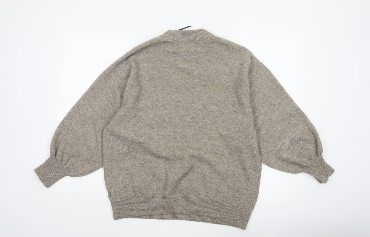 H&M Mama Women’s Grey M Pearl Embellished Mock Neck Knit Jumper