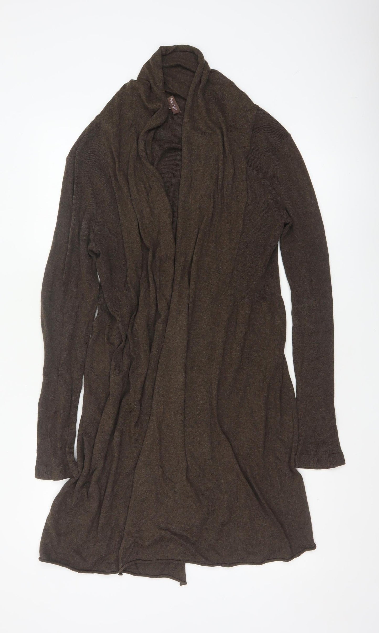 Phase Eight Women’s Brown Size 16 Long Open Cotton Knit Cardigan