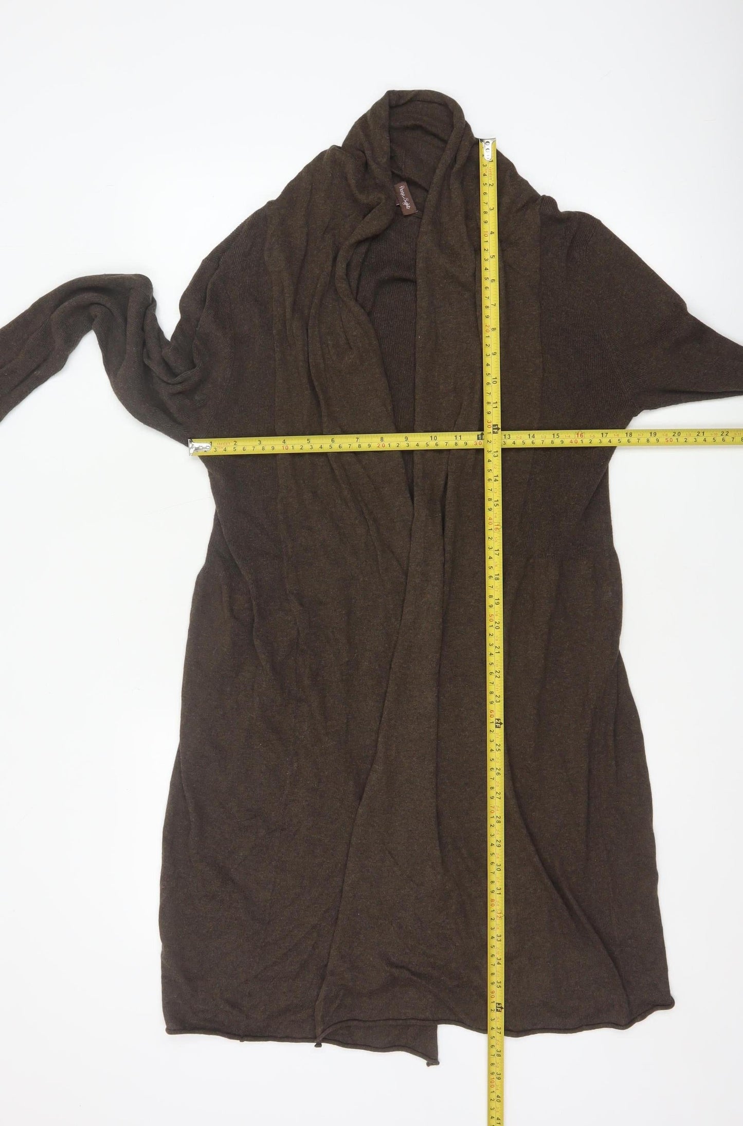Phase Eight Women’s Brown Size 16 Long Open Cotton Knit Cardigan