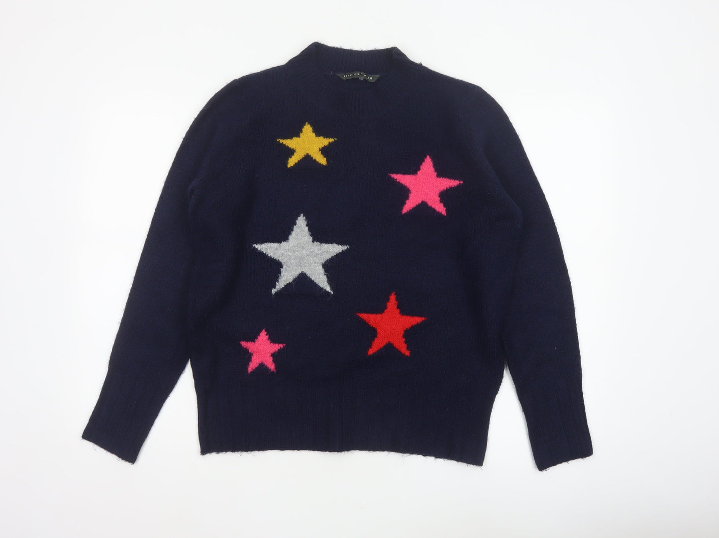 Bonmarché Women’s Blue Size 12 Star Knit Crew Neck Pullover Jumper
