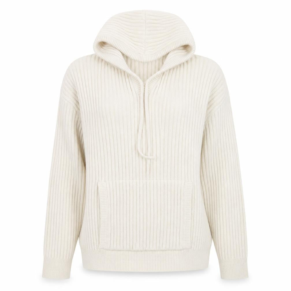 Marks & Spencer Collection Women Ivory L Rib Knit Hooded Pullover Jumper