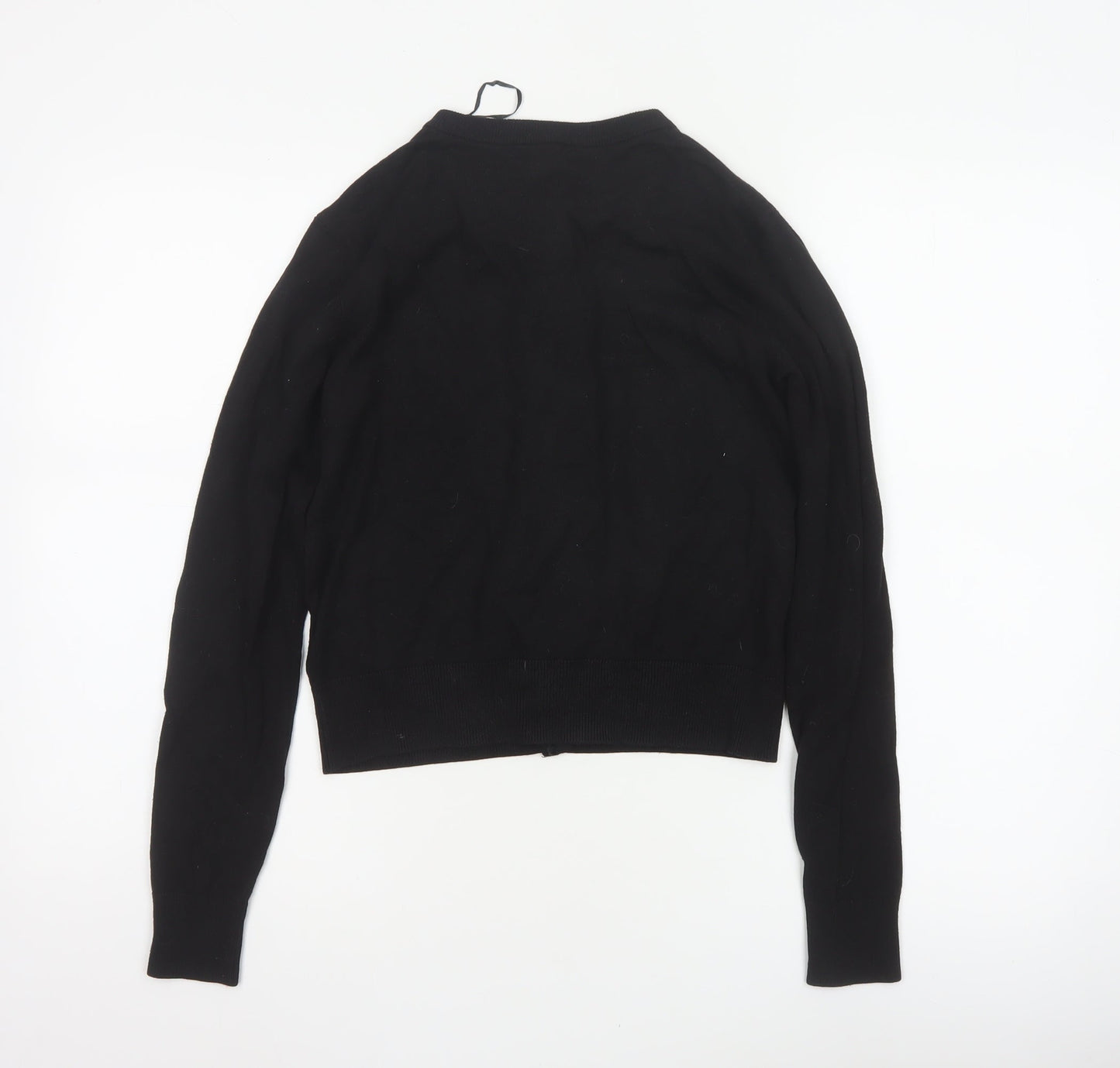 H&M Women Black S Button Front Crew Neck Knit Cardigan